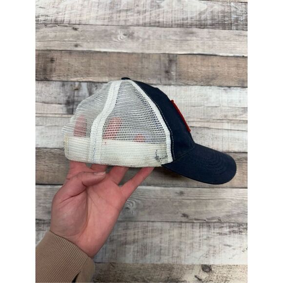 VTG Pabst Blue Ribbon Beer Snap Back Red White Blue Adjustable Trucker Cap - Picture 4 of 6